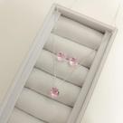 Conjunto de Coração Zircônia Rosa Translúcida em Prata 925