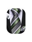 Conjunto de Corbata Barry.Wang a Rayas Verde Salvia y Negro