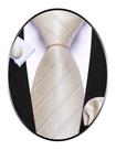 Conjunto de Corbata Barry.Wang de Seda Marfil a Rayas para Hombre con Pañuelo