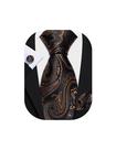 Conjunto de Corbata Barry.Wang Negro Bronce con Diseño Paisley en Seda