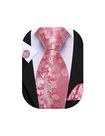 Conjunto de corbata de seda rosa con estampado floral Barry.Wang 160 cm