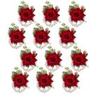 Conjunto de corpetes de pulso Gkvszy Ruby Red Satin com pulseira de pérolas (x12)