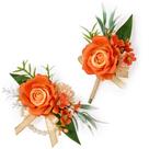 Conjunto de Corsage y Boutonniere Serwalin de Seda Naranja