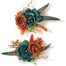 Conjunto de Corsage y Boutonniere Serwalin Verde Azulado Naranja