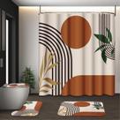 Conjunto de Cortina de Banho Tayney Boho 4 Peças Impermeável 183x183 cm Conjunto de Cortina de Banho Tayney Boho 4 Peças Impermeável 183x183 cm