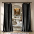 Conjunto de cortinas Beauoop Black Velvet 213x213cm com 2 painéis