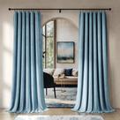 Conjunto de cortinas Beauoop Lake Blue Velvet 213x213cm com 2 painéis