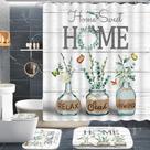 Conjunto de cortinas de chuveiro ALEXEX Green Eucalyptus com tapetes e acessórios Conjunto de cortinas de chuveiro ALEXEX Green Eucalyptus com tapetes e acessórios