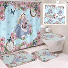Conjunto de cortinas de chuveiro Alices in Wonderland Anime Waterproof