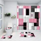 Conjunto de cortinas de chuveiro All Smiles Pink com tapetes e acessórios