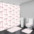 Conjunto de cortinas de chuveiro AZHM Cute Pink com tapetes e acessórios