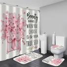 Conjunto de cortinas de chuveiro AZHM Fashion Pink com tapetes e acessórios