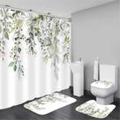 Conjunto de cortinas de chuveiro AZHM Sage Green Eucalyptus Plant 4 unidades