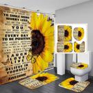 Conjunto de cortinas de chuveiro AZHM Sunflower com tapetes e acessórios, 4 unidades
