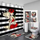 Conjunto de cortinas de chuveiro Bettys Boops Anime Waterproof 4 unidades