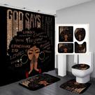Conjunto de cortinas de chuveiro Black Gold Scripture 4 peças de poliéster
