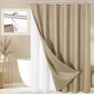 Conjunto de cortinas de chuveiro Caidlela 3 em 1 Waffle bege 180x180cm