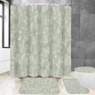 Conjunto de cortinas de chuveiro Chainy Green Leaves Vintage Sage 4 unidades