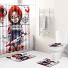 Conjunto de cortinas de chuveiro Childs Plays Anime com tapete e tapete de banho