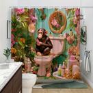 Conjunto de cortinas de chuveiro Chimpanzee Jungle Polyester 180x200cm