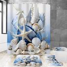 Conjunto de cortinas de chuveiro Chrainy Beach 180x180cm à prova d'água
