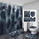 Conjunto de cortinas de chuveiro com tema de Halloween Ghost and Handprint