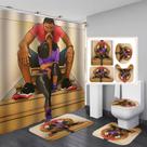 Conjunto de cortinas de chuveiro de 4 peças para decoração de banheiro com impressão digital