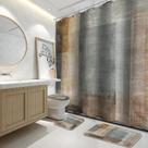Conjunto de cortinas de chuveiro de banheiro Lnond Brown Gradient 4 unidades