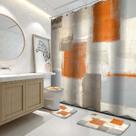 Conjunto de cortinas de chuveiro de banheiro Lnond Orange Modern Painting
