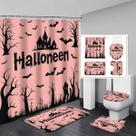 Conjunto de cortinas de chuveiro de banheiro para Halloween com tapetes antiderrapantes