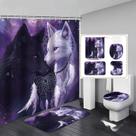 Conjunto de cortinas de chuveiro Galaxy Wolf de 4 peças à prova d'água