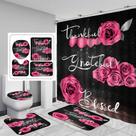 Conjunto de cortinas de chuveiro Hadint Pink Rose Thankful Grateful