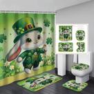Conjunto de cortinas de chuveiro Leprechaun do Dia de São Patrício com tapete