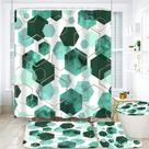 Conjunto de cortinas de chuveiro LQCOOL Indigo Marble Grain Turquoise