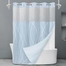 Conjunto de cortinas de chuveiro LXBNI No Hook azul claro listrado 180x200cm Conjunto de cortinas de chuveiro LXBNI No Hook azul claro listrado 180x200cm