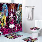 Conjunto de cortinas de chuveiro Monsters Highs Anime com tapete e tapete de banho