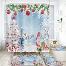 Conjunto de cortinas de chuveiro NBVKO Christmas Snowman Waterproof 180x180cm