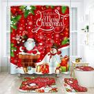 Conjunto de cortinas de chuveiro NBVKO Merry Christmas Snowman Red 4 unidades