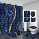 Conjunto de cortinas de chuveiro Nkzply Blue Marble com tapetes para banheiro Conjunto de cortinas de chuveiro Nkzply Blue Marble com tapetes para banheiro