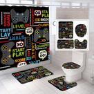 Conjunto de cortinas de chuveiro NORBEY Abstract Videogame Controller