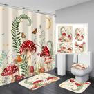 Conjunto de cortinas de chuveiro para banheiro jieprom Mushroom Butterfly Flower