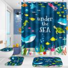 Conjunto de cortinas de chuveiro para banheiro Poedist Under The Sea, 4 unidades