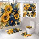 Conjunto de cortinas de chuveiro para decoração de banheiro à prova d'água de girassol