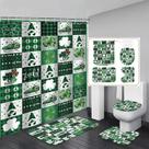 Conjunto de cortinas de chuveiro para o Dia de São Patrício com design Lucky Clover