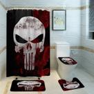 Conjunto de cortinas de chuveiro Punishers Anime com tapete de toalete e tapete de banho