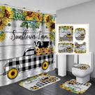 Conjunto de cortinas de chuveiro Sunflower Farm Rustic Truck de 4 peças