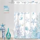 Conjunto de cortinas de chuveiro TWLSNCD No Hook Nautical Coastal Blue