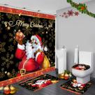 Conjunto de cortinas de chuveiro Yddsky Christmas Black Papai Noel 4 unidades