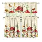 Conjunto de cortinas de cozinha Wiryuouvt Beige Mushroom, conjunto de 3 peças