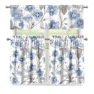 Conjunto de cortinas de cozinha Wiryuouvt Floral de 3 peças para janelas